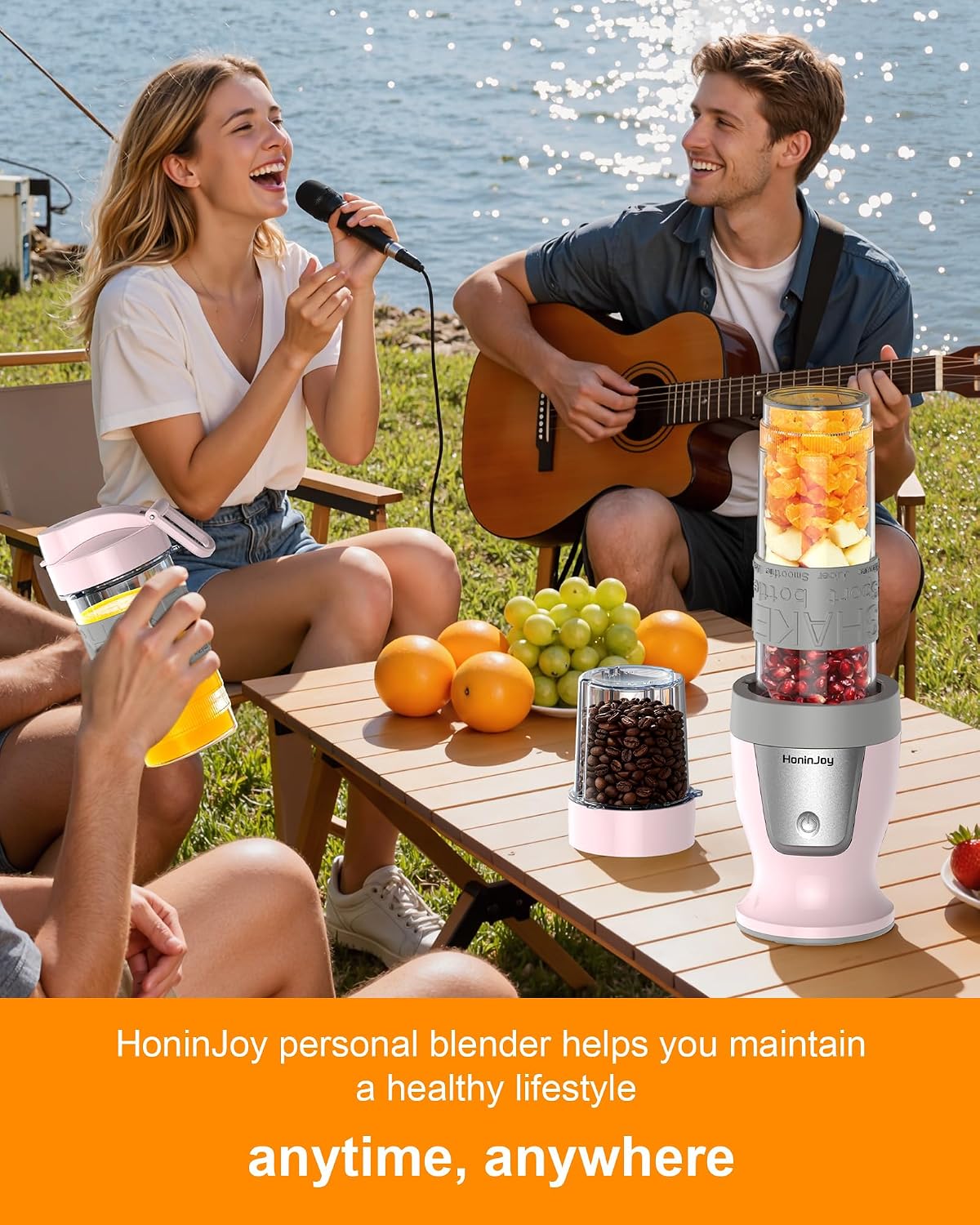 Smoothie Blender, 650W Personal Blenders for Shakes and Smoothies with Grinder Cup & 2 BPA-Free Portable Cups (20oz+14oz), Portable Blender for Juices, Smoothies Maker for Kitchen, Pink - Image 8