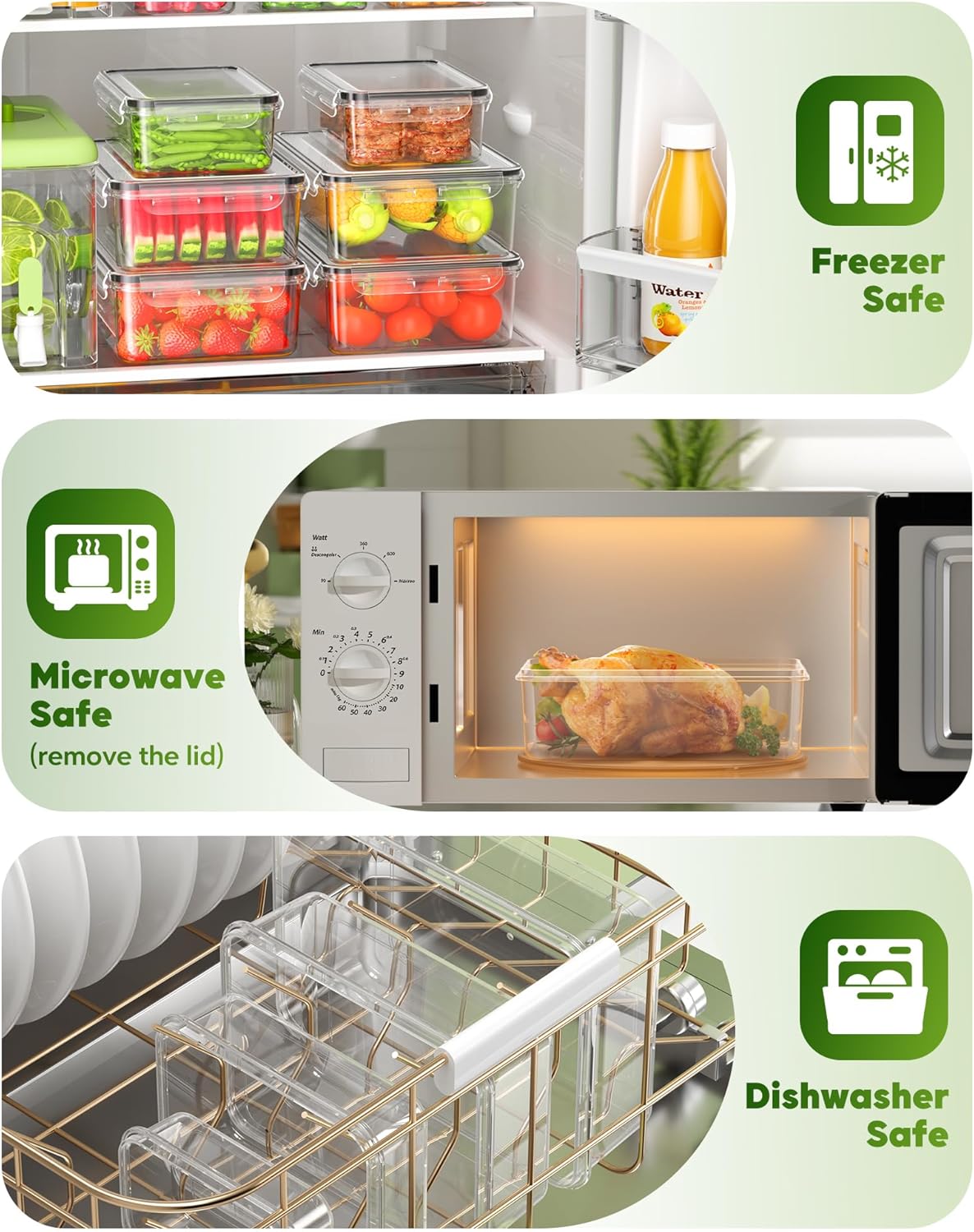 KEMETHY 60 PCS Food Storage Containers with Lids, BPA-Free Plastic Food Containers for Kitchen Storage, Leak Proof, Reusable Meal Prep Containers with Labels & Pen - Image 4