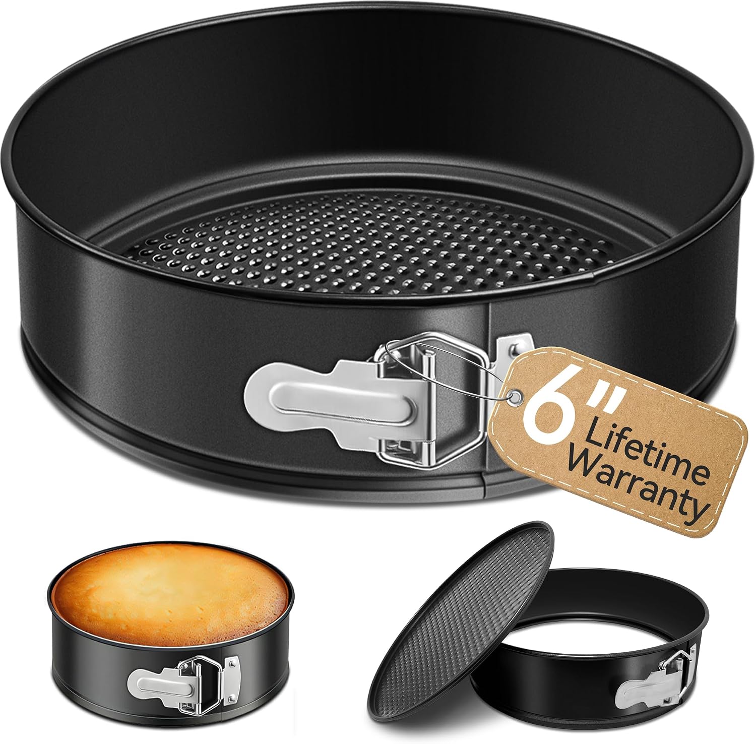 USLAI Springform Pan, 6 Inch Nonstick Mini Cheesecake Pan with Removable Bottom, Easy to Clean, Ideal for Baking Cakes, Pies and Quiches