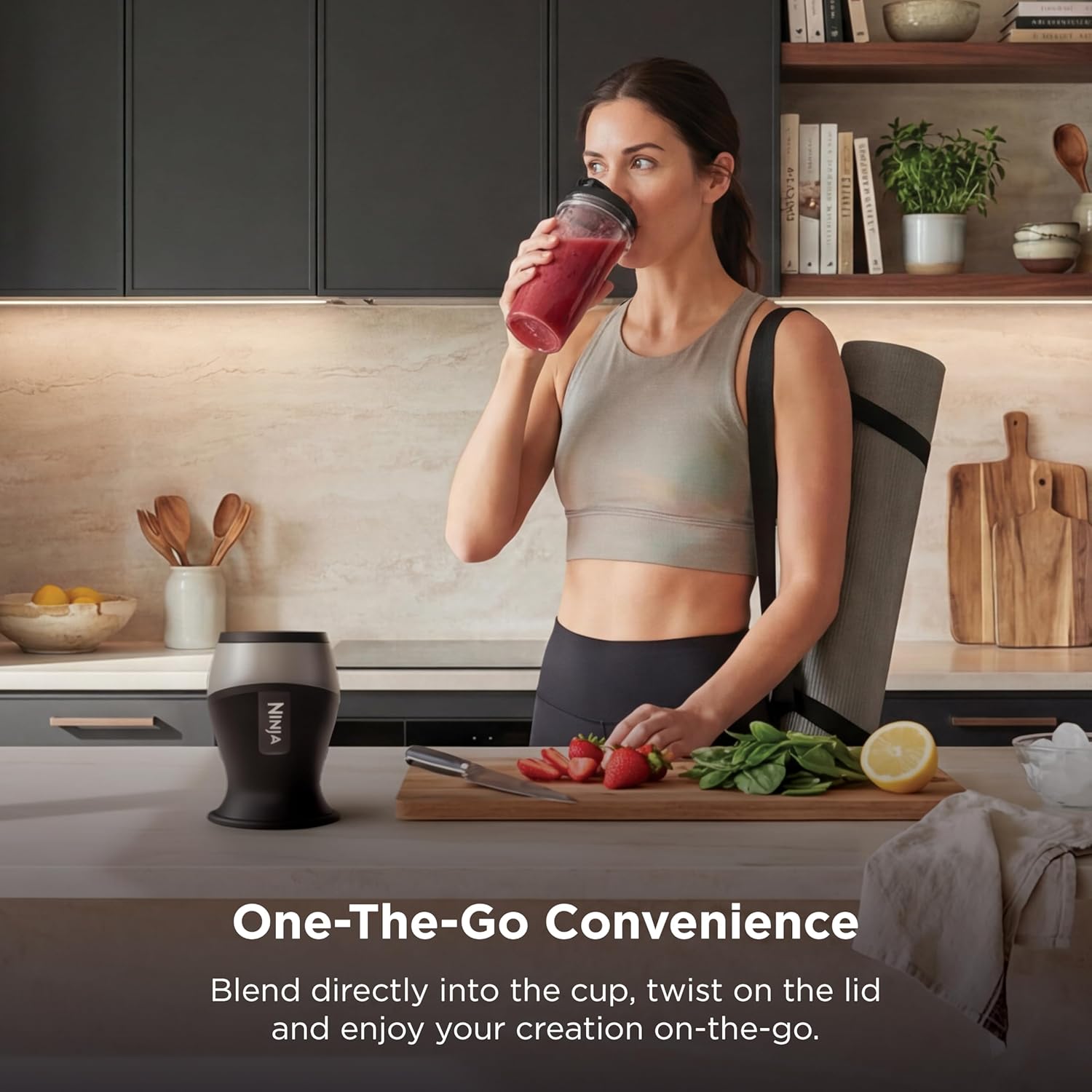 Ninja Fit Compact Personal Blender | For Smoothies, Shakes & Frozen Drinks | (2) 16-oz. To-Go Cups with Spout Lids | 700-Watt Countertop | Black | QB3001SS - Image 4