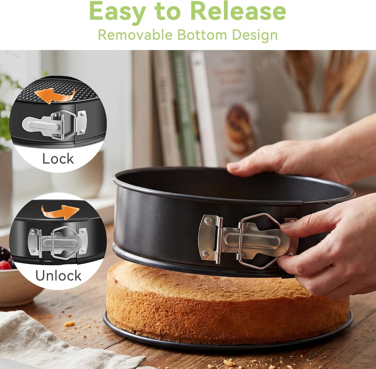 USLAI Springform Pan, 6 Inch Nonstick Mini Cheesecake Pan with Removable Bottom, Easy to Clean, Ideal for Baking Cakes, Pies and Quiches - Image 3