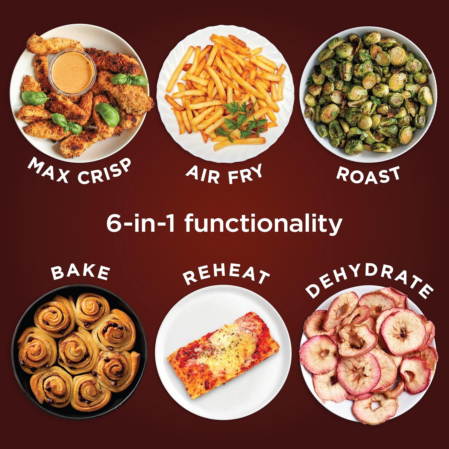 Ninja XL Air Fryer with MaxCrisp | 6.5 QT Capacity | 6-in-1 Max Crisp, Air Fry, Roast, Bake, Reheat & Dehydrate | 450°F Temp | 1750 Watts | Nonstick Basket, Crisper Plate & Recipe Guide | Grey | AF181 - Image 3