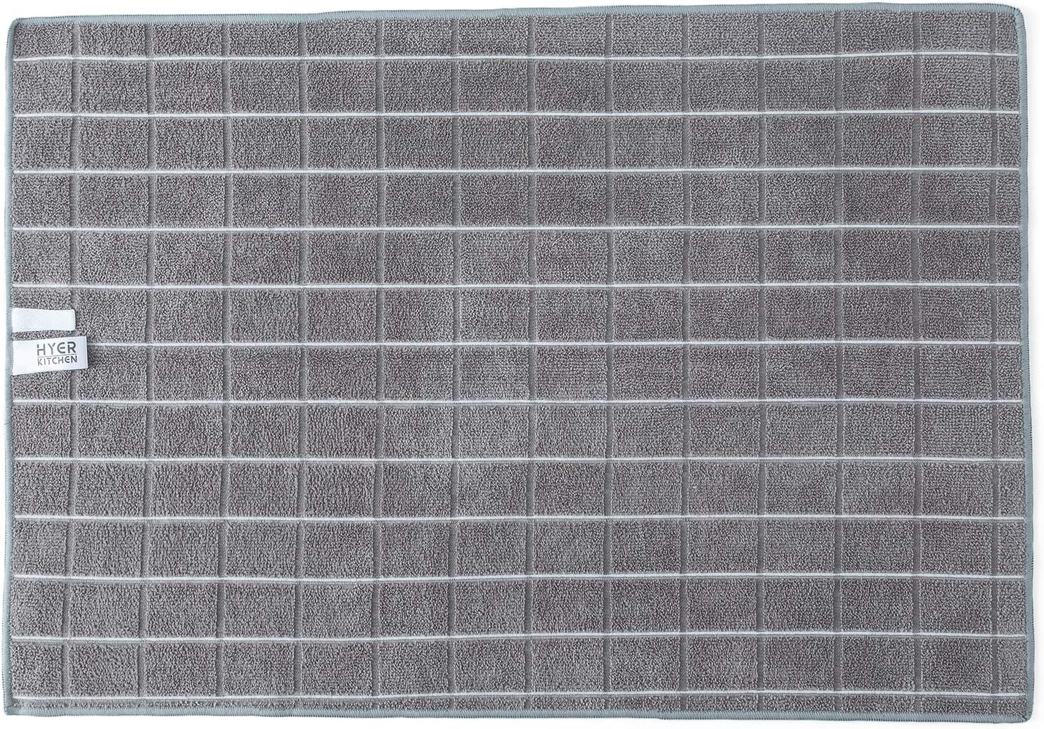 Microfiber Dish Towels - Soft, Super Absorbent and Lint Free Kitchen Towels - 8 Pack (Lattice Designed Gray Colors) - 26 x 18 Inch - Image 3