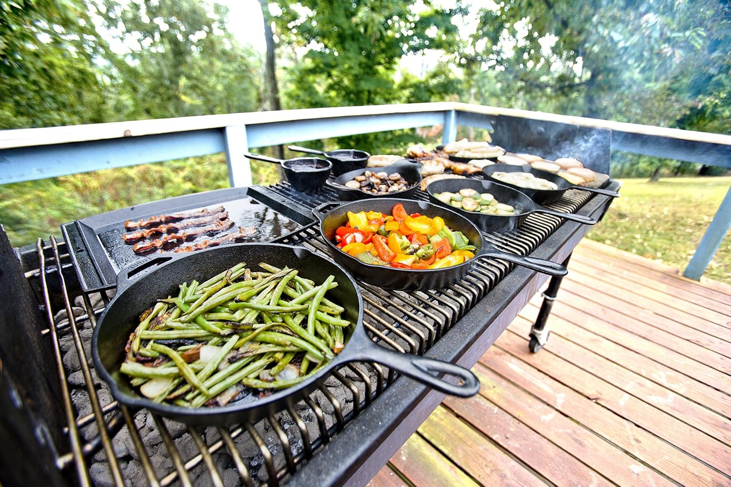 Lodge 5 Quart Pre-Seasoned Cast Iron Deep Skillet - Signature Teardrop Handle & Assist Handle - Use in the Oven, on the Stove or Grill, or Over a Campfire - Black | camping-cooking-utensils - Image 5
