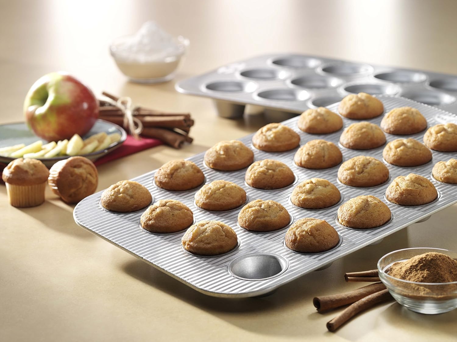 USA Pan Bakeware Mini Cupcake and Muffin Pan, Nonstick Quick Release Coating, 24-Well, Aluminized Steel - Image 2