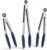 Doosu Kitchen Tongs for Cooking – 600°F Heat Resistant Food Tong Set with Non-Scratch Silicone Tips, Heavy Duty Stainless Steel Locking Tong for BBQ, Grilling Steak, Serving (7+9+12in, Navy Blue)