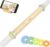 Geesta Adjustable Wood Rolling Pin with 5 Thickness Rings, Precise Dough Roller Handle Press Design with Measurement Guide for Baking Fondant, Pie Crust, Cookie, Pastry – Baking Essential