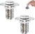Hibbent 2 Pack Universal Bathroom Sink Drain Strainer, 3 in 1 Pop Up Stopper with Removable Stainless Steel Filter Basket, Brass Bullet Core, Hair Catcher Sink Plug for 1.1”~2.36” Hole, Chrome