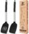Pack of 2 Silicone Solid Turner, Non Stick Slotted Kitchen Spatulas, High Heat Resistant BPA Free Cooking Utensils, Ideal Cookware for Fish, Eggs, Pancakes(Black)