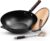 13.5″ Carbon Steel Wok Pan – Pre-Seasoned Flat Bottom Woks & Stir-fry Pans Chinese Cookware with Lid & Spatula – For Pan-fry,Stir Fry, Steam, BBQ & Camping – Compatible with Induction, Gas