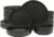 Gibson Elite Pasco 16 Piece (Service for 4) Plates and Bowls Double Bowl Reactive Glaze Dishes Stoneware Ceramic Dinnerware Set – Black