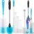 Holikme Bottle Brush Tube Cleaning Lab Set with Long Handle, Cup Cleaner for Washing Narrow Neck Beer Wine Decanter Pipes Lids Sinks Cap Covers, White