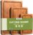 3-Piece Set Deep-Carbonized Bamboo Cutting Board for Kitchen – Crack-Resistant Wood Chopping Boards with Deep Juice Grooves, Pre-Oiled Butcher Block for Meat, Vegetables & Cheese, Carbonized