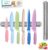 HAUSHOF Kitchen Knife Set with Magnetic Knife Strip for Wall, 6-Piece Colorful Knives Set for Kitchen, Non-Stick Coated Stainless Steel Blades for Slicing, Dicing, Magnetic Knife Holder for Storage