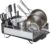 KitchenAid Large Capacity Full Size Rust Resistant Dish Rack with Angled Drain Board and Removable Flatware Caddy, Light Grey