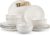 MALACASA 12 Pieces Dinnerware Sets, Farmhouse Plates and Bowls Sets, Embossed White Dish Set for 4, Vintage Relief Ceramic Dish Set, Chip-Resistant, Microwave and Dishwasher Safe, Series LYDIA
