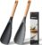 Astercook Cooking Spoon, Nonstick Safe Silicone Spatula with Long Wooden Handles, Heat Resistant, BPA-Free, Built-in Spoon Rest, 2 Pack Spatula Spoon for Stirring, Scooping, Scraping and Serving
