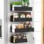 HuggieGems Metal 4 Pack Magnetic Spice Storage Rack Organizer for Refrigerator and Oven, Black Fridge Organizers and Storage, Metal
