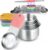 Magnetic Measuring Cups & Spoons Set, Strong N45 Magnets, Heavy Duty 304 Stainless Steel Fits in Spice Jars for Baking & Cooking, BPA Free, Round Set of 15 with Leveler, Light Colorful