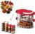 Multi-layer Sealed Spice Organizer, Stackable Multi Spice Container with Easy Lock Lids, Clear Vertical Spice Storage Box for Kitchen Cabinet, Camping, Herbs, Seasonings and Condiments (Red, 2PCS)