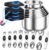 Magnetic Measuring Cups and Spoons Set, Strong N52 Magnets, Heavy Duty 304 Stainless Steel Fits in Spice Jars for Baking & Cooking, BPA Free, Round Set of 15 with Leveler Black