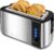 Elite Gourmet ECT-3100 4-Slice Long Slot Toaster | Extra Wide Slots for Bagels, Sourdough & Texas Toast | 6 Browning Settings | Reheat, Defrost & Cancel | Built-In Warming Rack | Stainless Steel