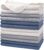 POLYTE Premium Microfiber Kitchen Dish Hand Towel Waffle Weave 12 Pack (16×28 in, Dark Blue, Gray, Off White)