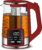 Gourmia Electric Glass Kettle – 1.7L Programmable Tea & Coffee Brewer with Digital Touch Display, 6 Presets, Removable Stainless Steel Infuser, Cordless with 360° Swivel Base, Red