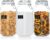 Vtopmart 78oz Glass Food Storage Jars with Airtight Clamp Lids, 3 Pack Large Kitchen Canisters for Flour, Sugar, Cereal, Coffee, Pasta and Canning, Square Mason Jars with 8 Reusable Labels