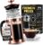 EzDtach Glass French Press Coffee Maker 34oz Copper – Double Filter Borosilicate Glass Pot with 304 Stainless Steel Coffee Press and 2 Extra Screen, Easy to Use and Clean Design for Full-Bodied Flavor