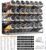 UVIAHOMI Magnetic Spice Rack Organizer for Refrigerator with 28 Spice Jars, 386 Spice Labels, 4 Hook, Chalk Marker and Funnel Set, Magnetic Shelf for Seasoning Organizer, 13.2” W x 9.8 H, Black